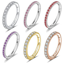 1 Pc Surgical Steel Nose Ring Hoop Septum Piercing CZ Cartilage Earrings Jewelry-Gold-18G-8mm