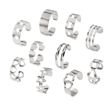 (Silver) 10PCS Gold Retro Open Foot Rings, Durable & Stylish