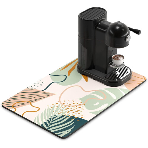Boho Coffee Mat 19,5x12in – Απορροφητικό χαλάκι μπαρ για σταθμό καφέ, στέγνωμα πιάτων και