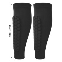 (Black, M) Breathable Honeycomb Shin Guards for Football