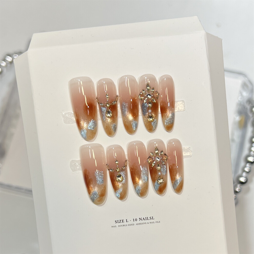 Dachuang Beauty Amber (1247 Glow Oval, S) 10Pcs Glow Cat Eye Press On Nails