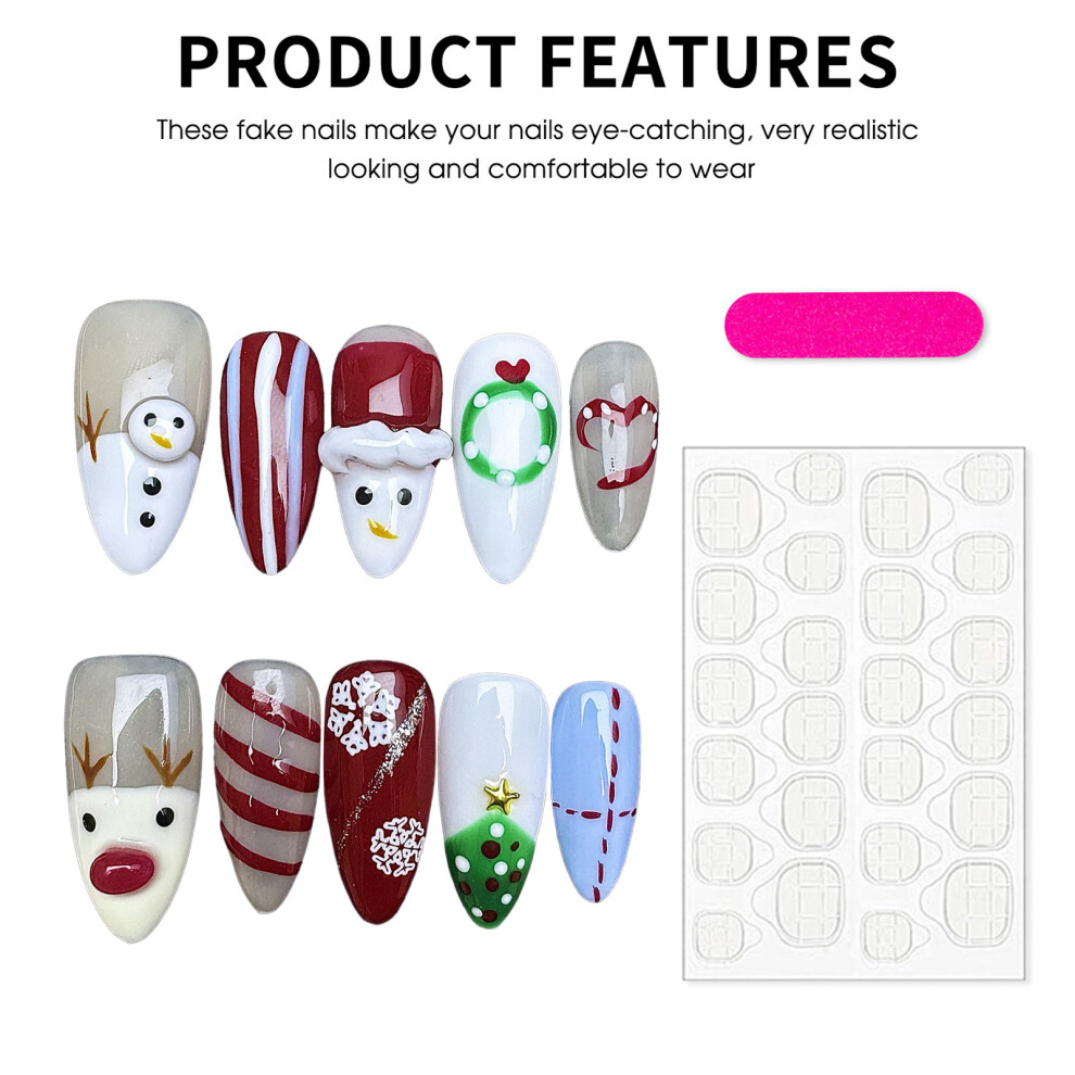 Dachuang Beauty (S) 10 Pcs Snowflake Snowman Press On Nails For Christmas