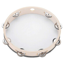 8X Tambourine for Adults 10 Inch Hand Held Drum Bell Birch Metal Jingles Percussion Gift Musical Educational Instrument