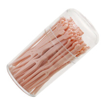 50Pcs Disposable Fruit Fork Set 2 Prongs Pink