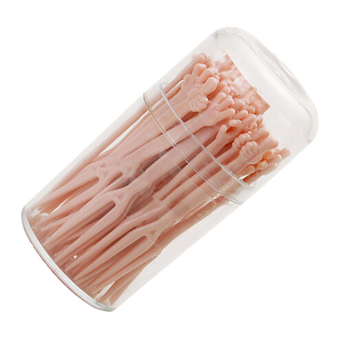 50Pcs Disposable Fruit Fork Set 2 Prongs Pink