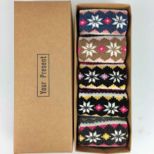 Dambomulls-fuzzy julstrumpor, 5 par per förpackning