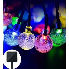 Guirlande lumineuse solaire à 30 LED blanches avec globe en cristal