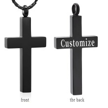 Crystal Cremation Cross Necklace for Ashes Cross Urns Locket Pendant Ashes Holder Stainless Steel Memorial Jewelry Cremation Jewelry for Women Men