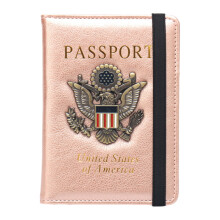 Leather Passport Holder with RFID Blocking and Metal Badge