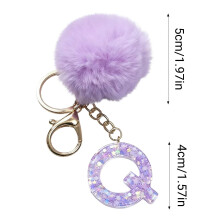 Pendentif boule en velours violet – Porte-clés/Breloque de sac à dos personnalisé, cadeau de fêtes et de Saint-Valentin pour lui ou elle