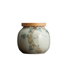 Simple Hand-painted Tea Canister Household Ceramic Sealed Storage Container Tins Jar 210ml