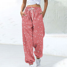 Women's Printed Drawstring Jogger Pants Color Blocked