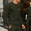 Sweat-shirt ample décontracté pour homme, vert militaire, taille L 5