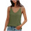 Top canotta da donna vintage in cotone e lino, verde chiaro 1