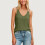 Top canotta da donna vintage in cotone e lino, verde chiaro 3