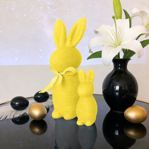 Osterhasenfiguren, beflockt, 2 Stück 1