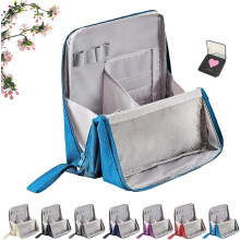 Trousse de maquillage debout grande capacité en tissu Oxford imperméable avec compartiments, organisateur portable pour articles de toilette et