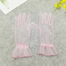 Sheer Tulle Gloves Women's Full-Finger Stretchy Ruffled
