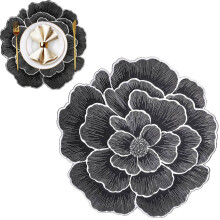 Sets de table ronds en vinyle doré pressé à fleurs 15x15 pouces