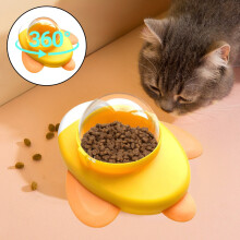 2-in-1-Puzzle-Futterspielzeug für Hunde und Katzen – Fressnapf mit Saugnapf, Sichtfenster, interaktiver Spielspaß gegen Langeweile – Gelb