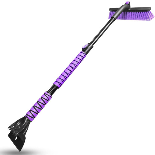 Snow Brush and Ice Scraper 44 inch Extendable Purple