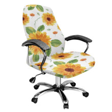 Sunflower White Rotating Desk Chair Cover, Universal Fit with Snap Button, Removable & Washable – Compatible with L-size Chairs