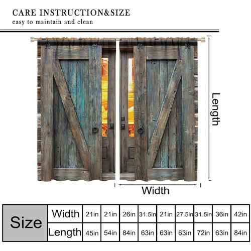 Rideaux de porte de grange style planches de bois bleu-gris 2 2