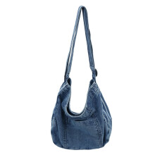 Lässige Jeans-Umhängetasche mit verstellbarem Riemen, vielseitige Handtasche für Damen und Herren, Vintage-Jeans-Schultertasche mit Reißverschluss
