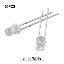 100 Stück superhelle 3-mm-LED-Lampen, rot/blau/grün/weiß/gelb, transparent, weiß