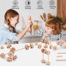 60-teiliges STEM-Bausteinset aus Holz – Spielzeug ohne Stromanschluss für Kinder ab 4 Jahren, keine Magnete erforderlich, umweltfreundlich,