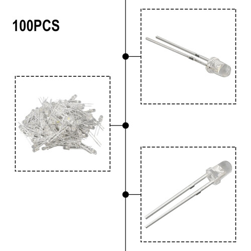 Λαμπτήρες LED 3mm Super Bright Διαφανείς 100 τεμάχια 2