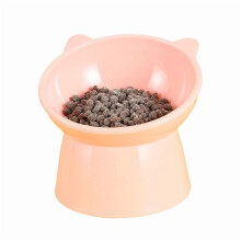 Plastic Raised Bowl Tilted 15 Degrees Elevated Cat Food and Water Bowls Set, Anti-Slip & Anti-Noise, Protects Pet's Spine