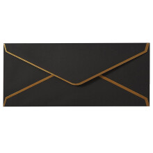 Business Envelopes with V-Flap,Gold Border Envelope, Standard Envelopes with Gold Stickers for Office, Checks, Letter Mailing Black by