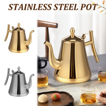 Stainless Steel Tea Pot 2L Large Capacity Tea Kettle with Removable Strainer Ergonomic Water Pot for Induction Cookers Gas Stoves