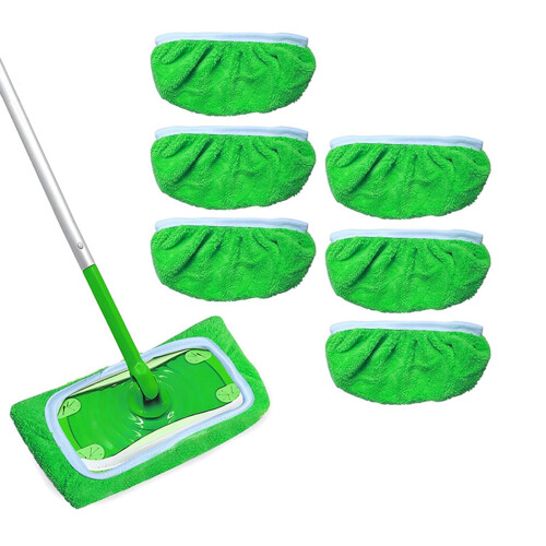 Microfiber Mop Pads for Floor Sweeper 6 or 12 pcs Grey
