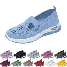Willtoo Women's Orthopedic Breathable Mesh Slip-On Sneakers, Lightweight Diabetic Foam Shoes, Light Blue 10W – compatible with diabetic needs
