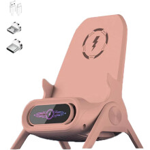Multifunctional Wireless Fast Charger Phone Stand with Magnetic Head, Efficient Charging & Heat Dissipation – Compatible with All Phones (Pink)