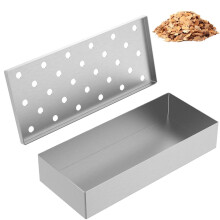 Stainless Steel Wood Chip Smoker Box with Lid – Compatible with Gas & Charcoal Grills