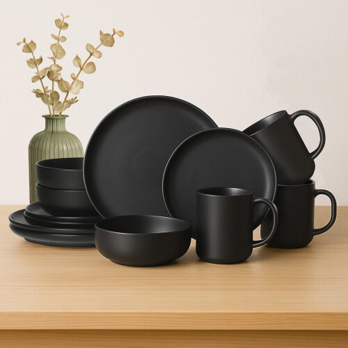 Stoneware Dinnerware Set Matte Glaze 12 pcs for 4 1