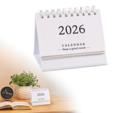 2026 Small Desk Calendar (Jan–Dec), 3.7"x3", Thick Paper, Twin-Wire Binding, White, Compatible with Home/Office/School