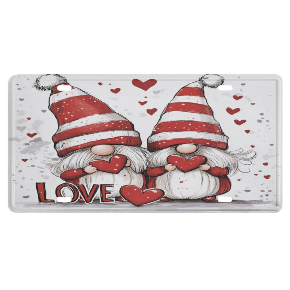 Metal Car Plate Gnomes Â 6X12" Aluminum Vanity Tag, Love Novelty License Plate Cover For Women & Men, Compatible With Standard Plates 9464372689187