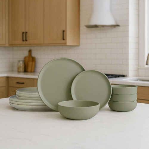 Stoneware Dinnerware Set with Mugs 12-Piece