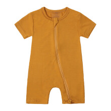 Baby Boys Girls Romper Jumpsuit Zipper Short Sleeve Sleeper Pajamas Outfit Yellow 18-24 Months