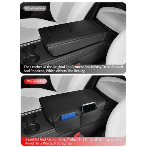 Car Armrest Box Pad Leather Cushion With Storage Function Interior Tuning M 2