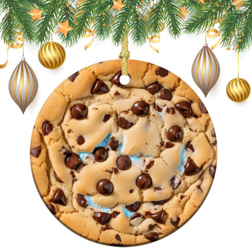Ceramic Chocolate Chip Cookie Ornament Christmas Decor 1