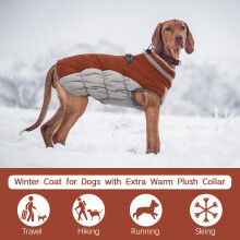 Gilet imbottito caldo per cani in pile con strisce riflettenti, impermeabile e antivento, cappotto invernale con pettorina integrata, chiusura a