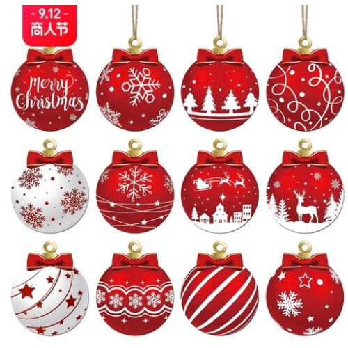Christmas Ball Hanging Ornaments Set Red White 36PCS 2