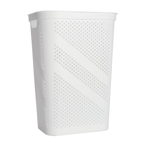 Cesto de ropa rectangular de plástico de 61 cm con tapa abatible, blanco, para adultos 2