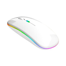 LED trådløs mus, slank genopladelig trådløs lydløs mus, 2.4G bærbar USB optisk trådløs computermus med USB-modtager til bærbar computer,