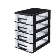 Plastic Storage Cabinet With Drawers,4-Layer Plastic Drawer Storage Cabinet - Black & Transparent Organizer For Office, Study, Living Room,Green